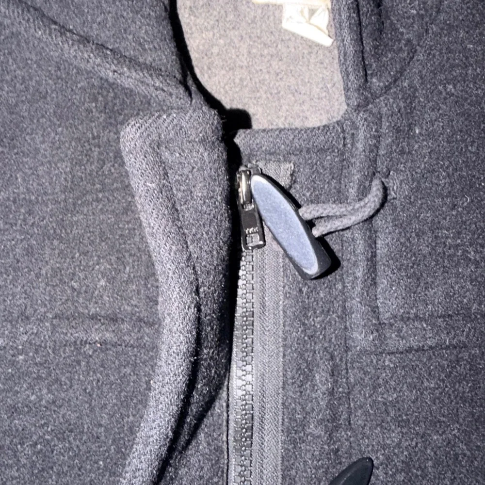 Vintage J. Crew Mens Dress Coat Medium Charcoal Gray Lined Hooded Wool‎ Blend